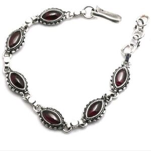 Rubellite/Red Tourmaline Gemstone 925 Sterling Silver Handmade Bracelet